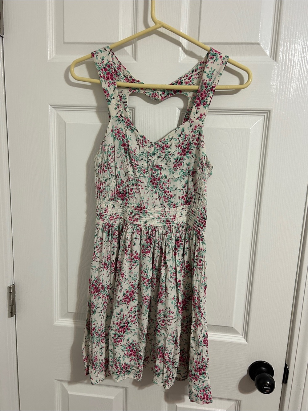 LC Lauren Conrad Cream Floral Sundress with Pink and Green Accents
